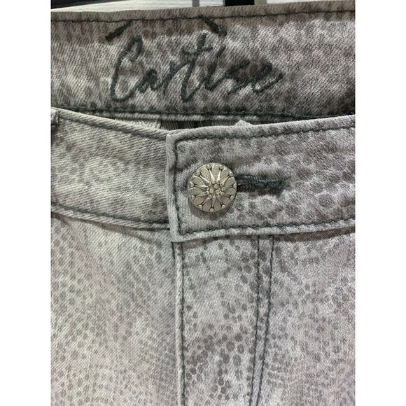 Cartise Gray washed leopard floral Straight star button Women's Sz 10 Jeans 29" - Picture 6 of 13
